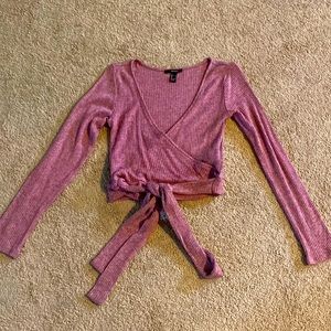 Forever 21 LS Crop Top with front tie